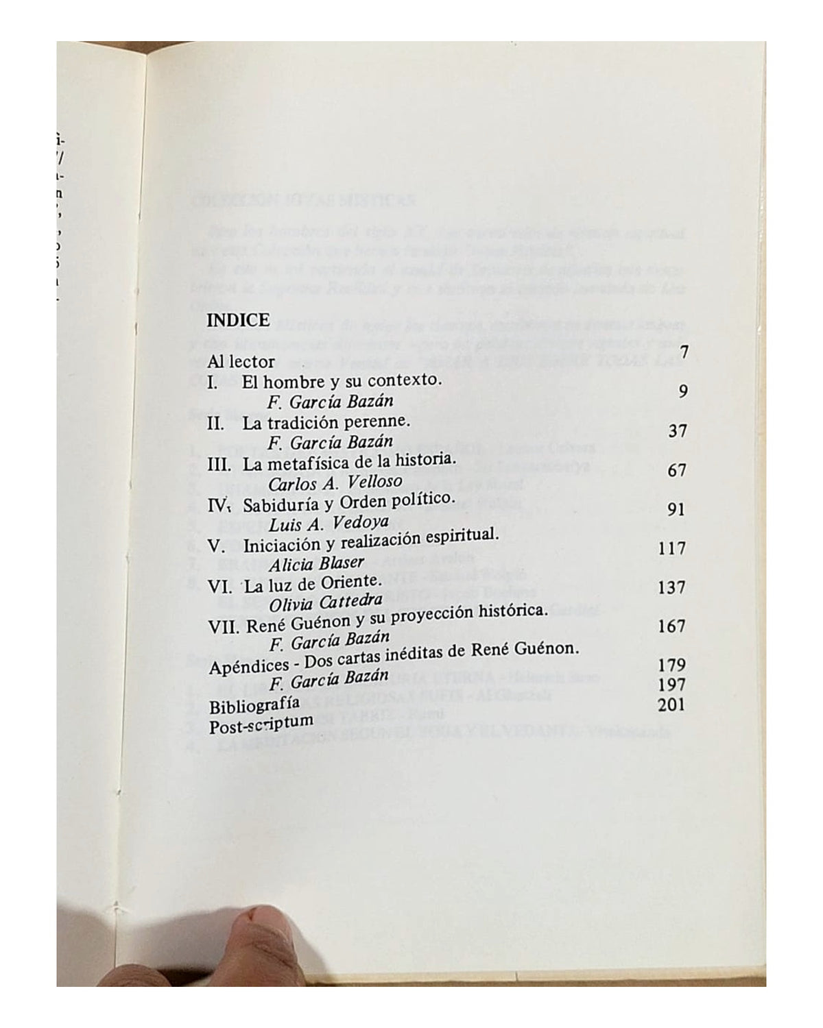 René Guénon o la tradición viviente — indice