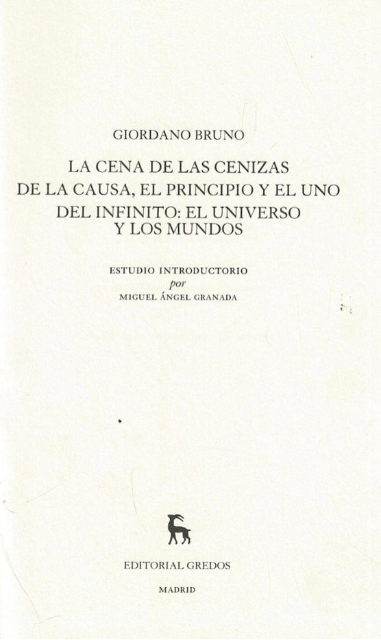 Giordano Bruno, La cena de las cenizas - Gredos