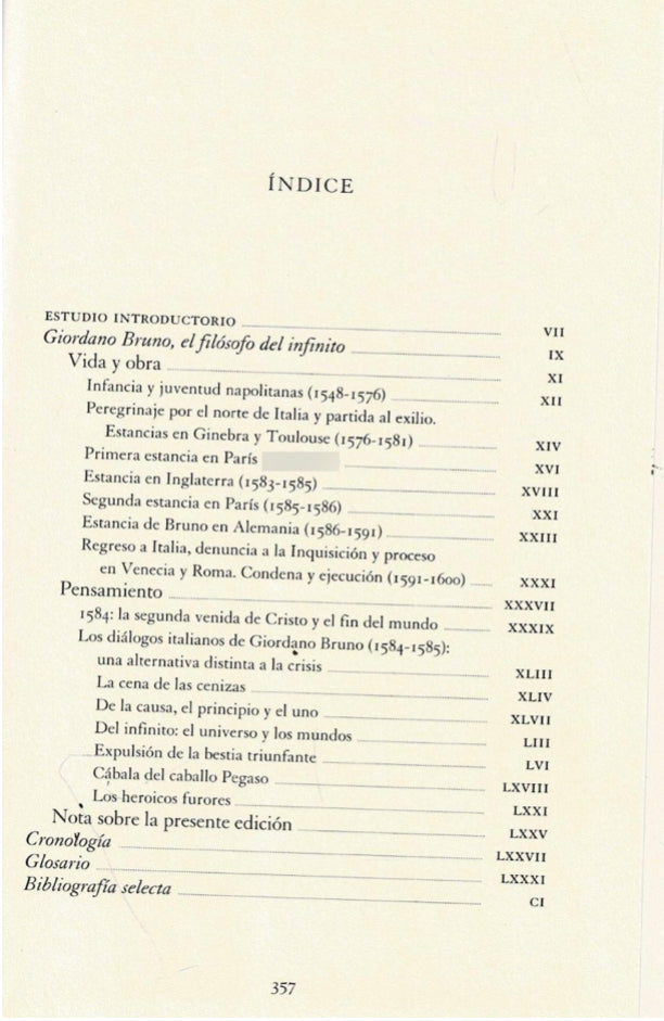 Giordano Bruno, La cena de las cenizas - Gredos